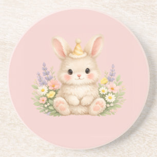 Fluffy Bunny Bloemontwerp voor een Betoverende Tui Zandsteen Onderzetter