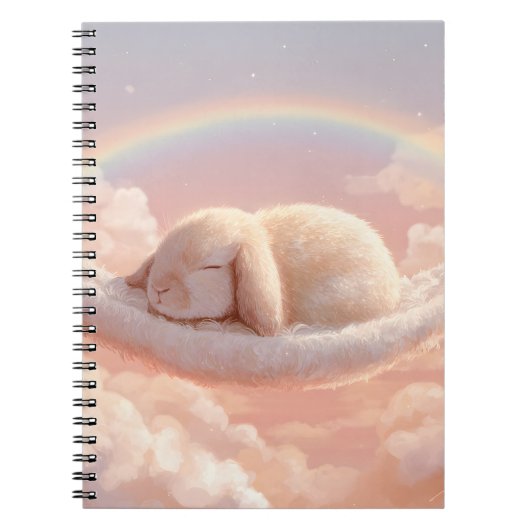 Fluffy Bunny Cloud Rainbow Dream Notitieboek (Voorkant)
