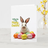 Fluffy Bunny Lente Kaart (Gele Bloem)