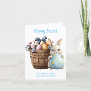Fluffy Bunny Waterverf Planten Eieren Pasen Feestdagen Kaart