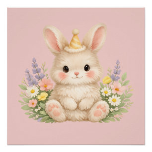 Fluffy Bunny Wildflower Ontwerp voor Charmante Tui Perfect Poster