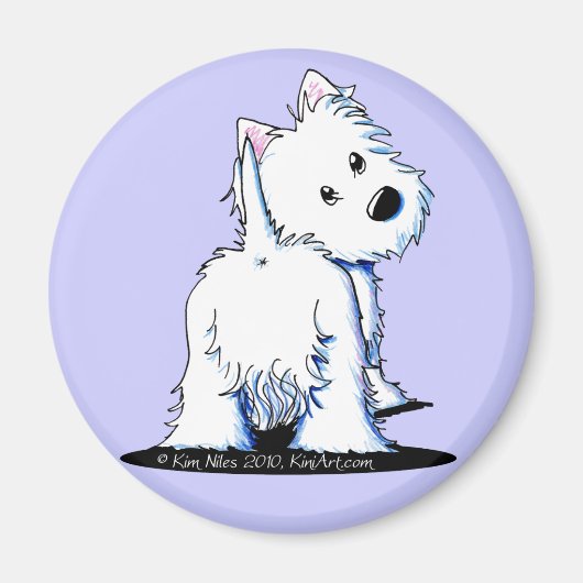 Fluffy Butt Westie Magneet (Voorkant)