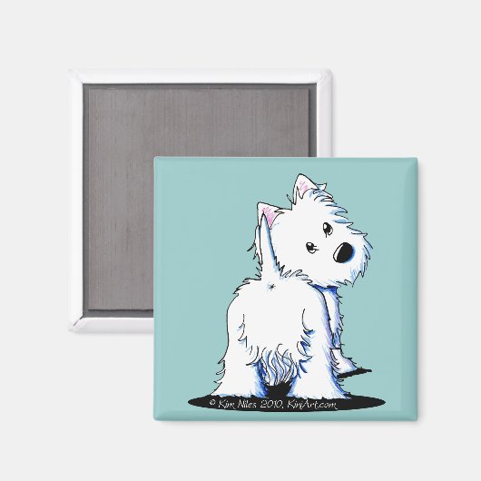 Fluffy Butt Westie Magneet (Voorkant / Achterkant)