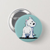 Fluffy Butt Westie Ronde Button 5,7 Cm (Voorkant /achterkant)