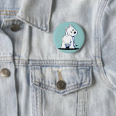 Fluffy Butt Westie Ronde Button 5,7 Cm (In situ)