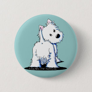 Fluffy Butt Westie Ronde Button 5,7 Cm