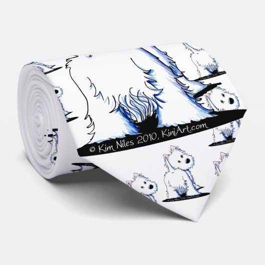 Fluffy Butt Westie Stropdas (Opgerold)