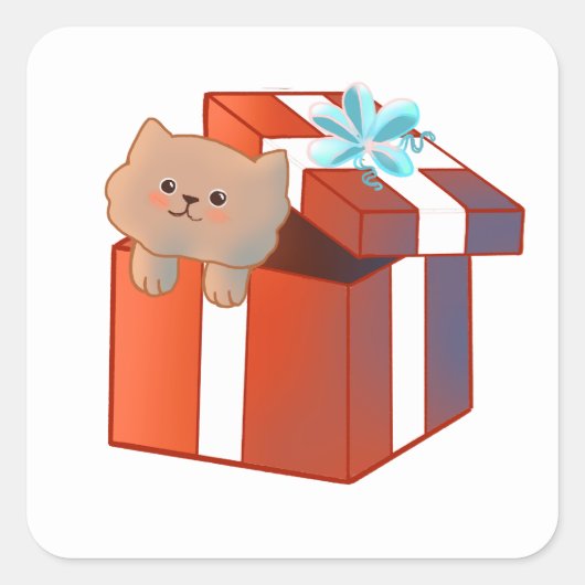 Fluffy Cadeau Vierkante Sticker (Voorkant)