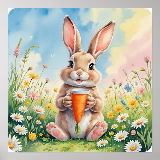 Fluffy & Cafeïnehoudende - Spring Bunny Coffee Sce Poster (Voorkant)