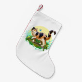 Fluffy Calico Cat met Butterfly Kleine Kerstsok (Voorkant (Hangend))