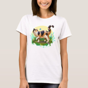 Fluffy Calico Cat met Butterfly T-shirt