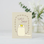 Fluffy Cat and Yellow Butterfly Aangepaste tekst Briefkaart (Staand voorkant)