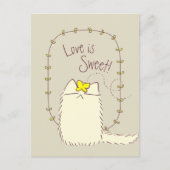 Fluffy Cat and Yellow Butterfly Aangepaste tekst Briefkaart (Voorkant)