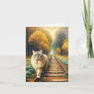 Fluffy Cat die over spoorbanen loopt Kaart