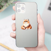 Fluffy Cat – Glowing Oranje Eyes Art Sticker (Telefoon)