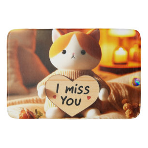 Fluffy Cat met een 'I Miss You' gegraveerd hart Badmat