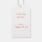 Fluffy Cat met Label met garen en scarf Gift Cadeaulabel (Achterkant)