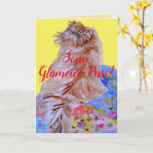 Fluffy Cat Quilt Glamor-Puss Sorry Kaart (Gele Bloem)