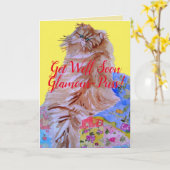 Fluffy Cat Quilt Glamour-Puss wordt snel beter Kaa Kaart (Gele Bloem)