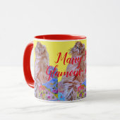 Fluffy Cat & Quilt Marry Me Glamour-Puss Mok (Voorkant links)