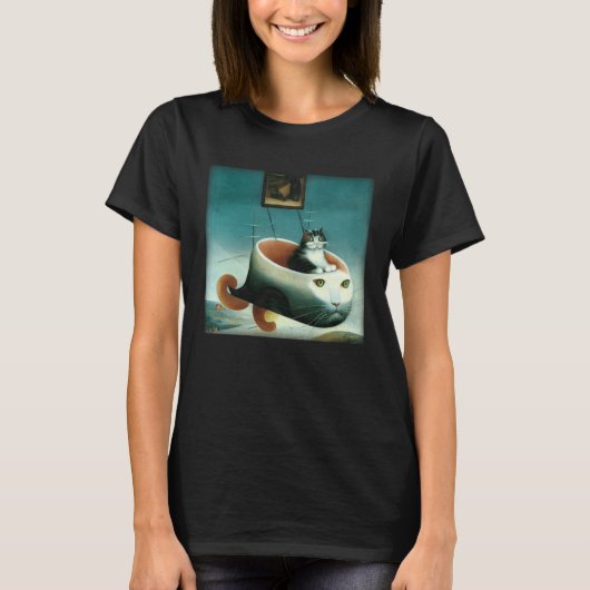 Fluffy Cat Riding An Airplane Science Fiction Unca T-shirt (Voorkant)