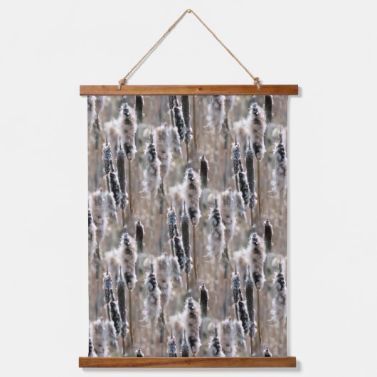 Fluffy Cattails Nature Pattern  Hangend Wandkleed (Voorkant)