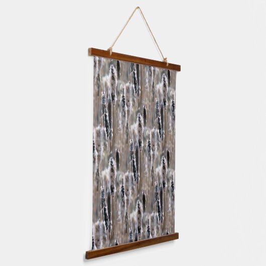 Fluffy Cattails Nature Pattern  Hangend Wandkleed (Gebogen)