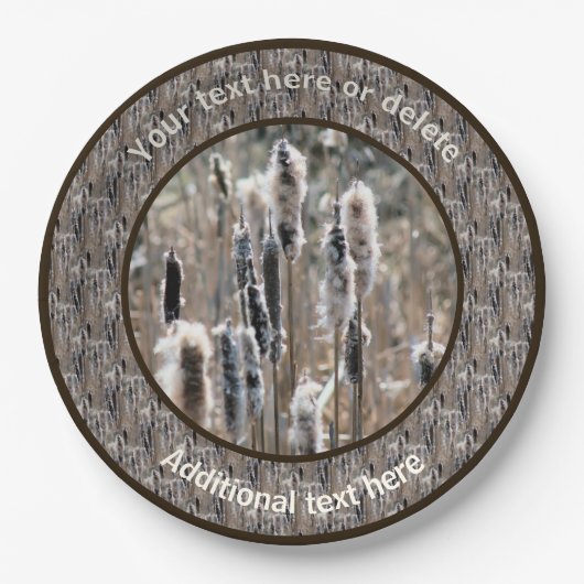 Fluffy Cattails Natuur Gepersonaliseerde Partij Papieren Bordje (Voorkant)