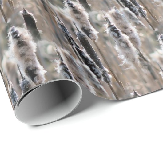 Fluffy Cattails Natuur Patroon Cadeaupapier (Rol Hoek)