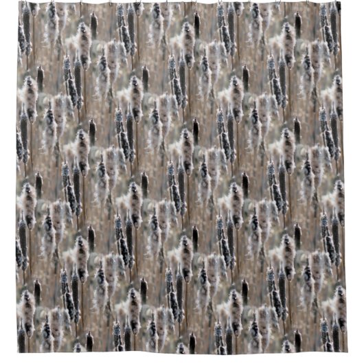 Fluffy Cattails Natuur Patroon Douchegordijn (Voorkant)