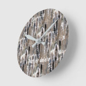 Fluffy Cattails Natuur Patroon gepersonaliseerd Ronde Klok (Hoek)