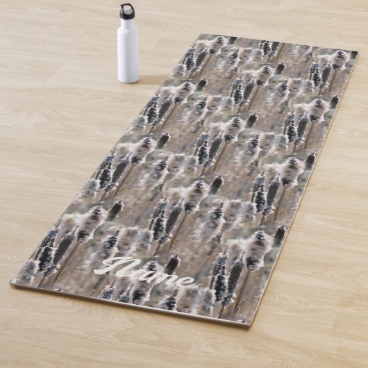 Fluffy Cattails Natuur Patroon gepersonaliseerd Yogamat (In situ)