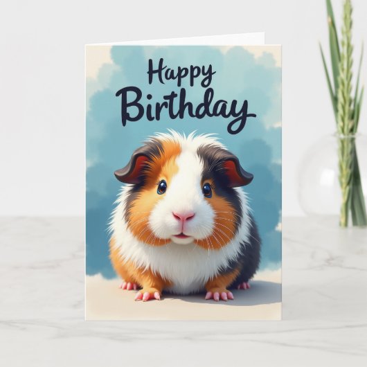 Fluffy Cavia Verjaardagskaart Kaart (Voorkant)