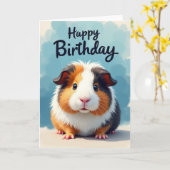 Fluffy Cavia Verjaardagskaart Kaart (Gele Bloem)