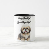 Fluffy Charm: lichtbruine, grijze en witte hond Mok (Midden)