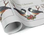Fluffy Chickadees met Holly: Oorspronkelijke illus Cadeaupapier (Rol Hoek)