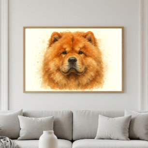 Fluffy Chow Chow Waterverf Portret Poster