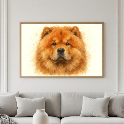 Fluffy Chow Chow Waterverf Portret Poster