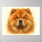 Fluffy Chow Chow Waterverf Portret Poster (Voorkant)