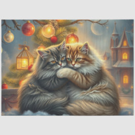 Fluffy Christmas Cats Cuddling Tissue Paper Tissuepapier
