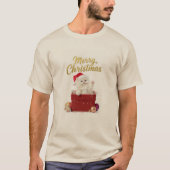 Fluffy Christmas Kitten Santa Hat T-Shirt (Voorkant)