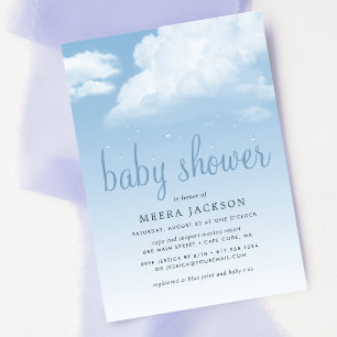 Fluffy Cloud Raindrops Baby shower Kaart