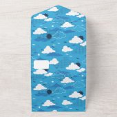 Fluffy Cloud Sunny Blue Sky Patroon All In One Uitnodiging (Buitenkant)