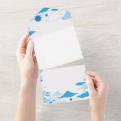 Fluffy Cloud Sunny Blue Sky Patroon All In One Uitnodiging (Afscheurbaar)