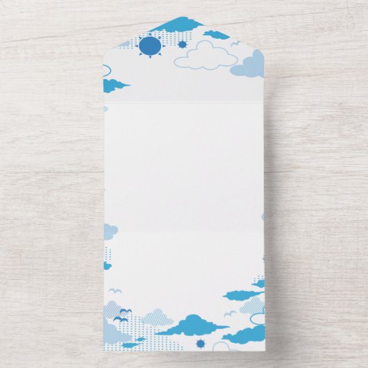 Fluffy Cloud Sunny Blue Sky Patroon All In One Uitnodiging (Binnen)