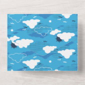 Fluffy Cloud Sunny Blue Sky Patroon All In One Uitnodiging (Achterkant)