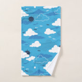 Fluffy Cloud Sunny Blue Sky Patroon Bad Handdoek (Handdoek)