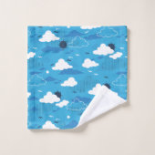 Fluffy Cloud Sunny Blue Sky Patroon Bad Handdoek (Wasdoekje)