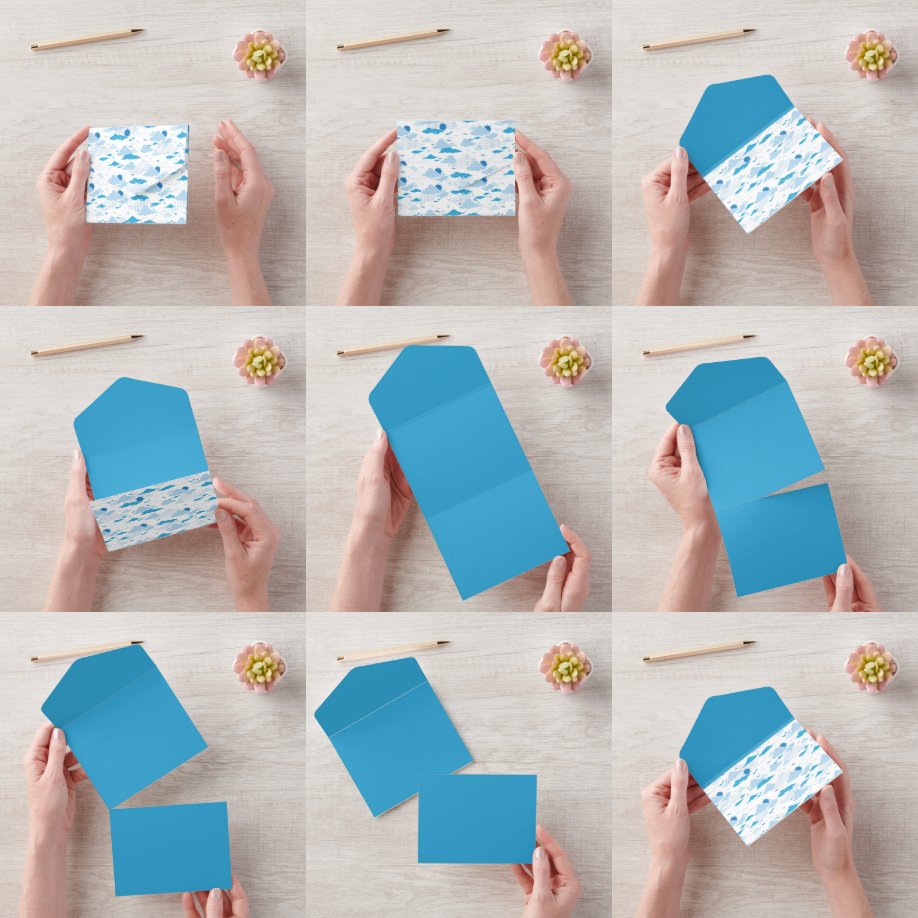 Fluffy Cloud Sunny White Sky Patroon All In One Uitnodiging