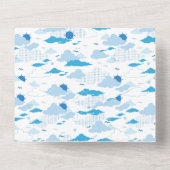 Fluffy Cloud Sunny White Sky Patroon All In One Uitnodiging (Achterkant)